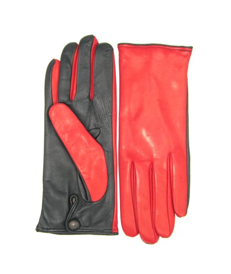 Sermoneta Gloves Guanto Nappa fodera cashmere Touch Screen Rosso/Nero Offerta speciale