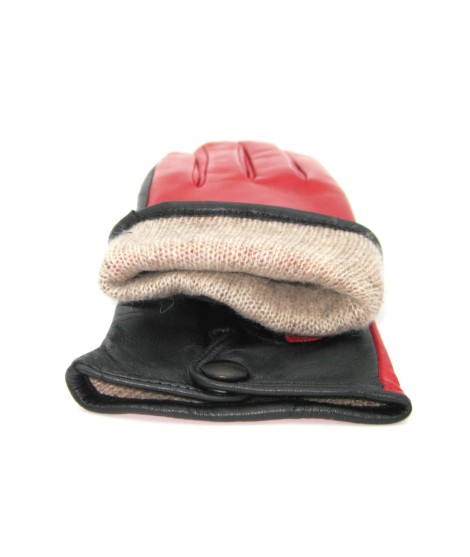 Sermoneta Gloves Guanto Nappa fodera cashmere Touch Screen Rosso/Nero Offerta speciale