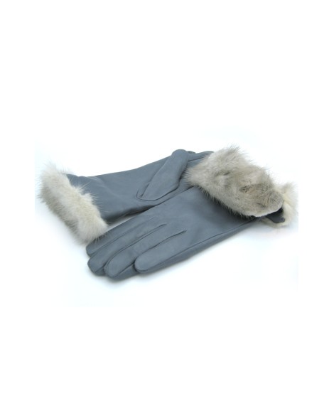 Sermoneta Gloves Guanto in Nappa 4bt con risvolto in Visone Grigio Perla Flash Sale