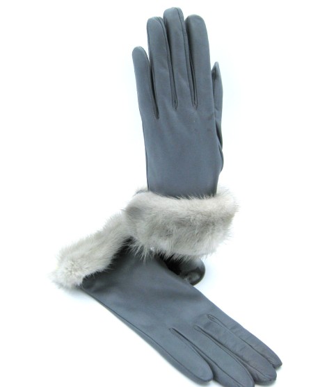 Sermoneta Gloves Guanto in Nappa 4bt con risvolto in Visone Grigio Perla Flash Sale