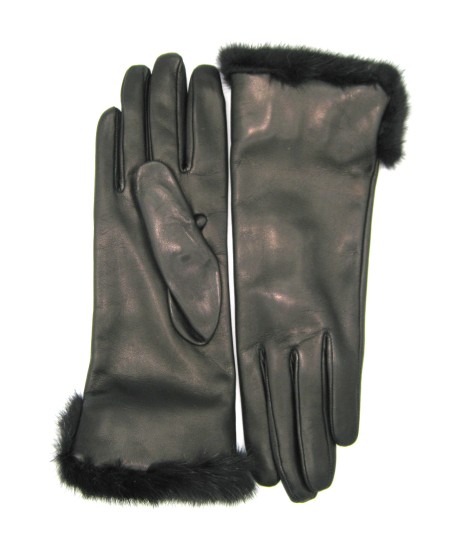Sermoneta Gloves Guanto in Nappa 4bt con risvolto in Visone Nero Shopping online