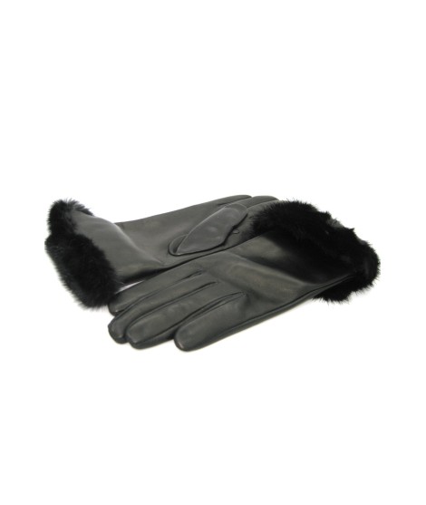 Sermoneta Gloves Guanto in Nappa 4bt con risvolto in Visone Nero Shopping online