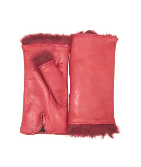 Sermoneta Gloves Manicotto in Nappa 2bt foderato in Lapin Rosso scuro Black Friday
