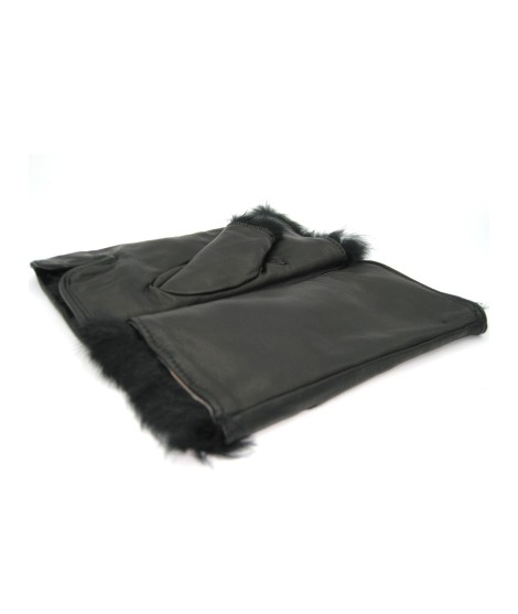 Sermoneta Gloves Manicotto 2bt foderato in Lapin Nero Offerta natalizia