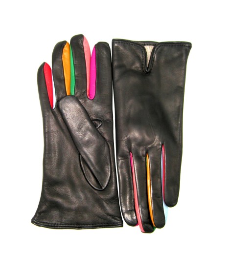 Sermoneta Gloves Guanto in Nappa con forchetta multicolor Nero Offerta Pasqua