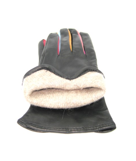 Sermoneta Gloves Guanto in Nappa con forchetta multicolor Nero Offerta Pasqua