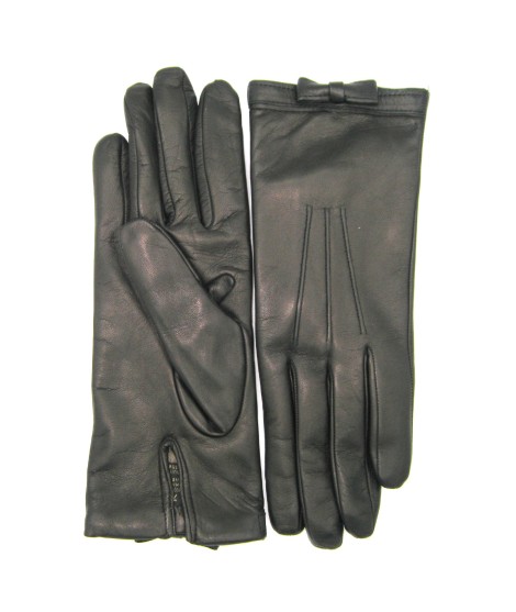 Sermoneta Gloves Guanto in Nappa con fiocchetto sul polso Nero Offerta Giorno del Papà