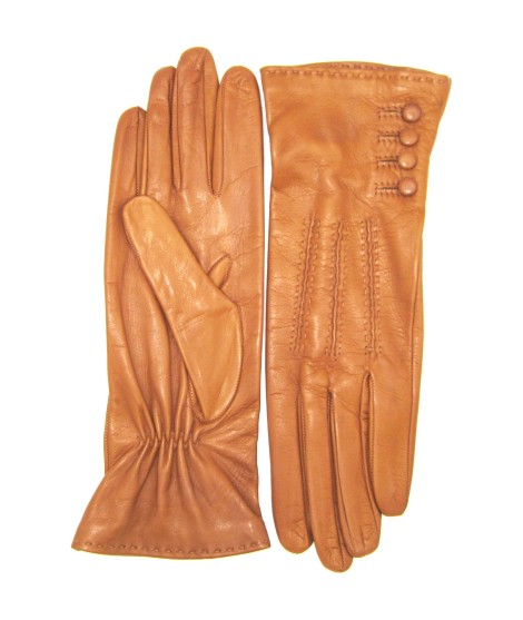 Sermoneta Gloves Guanto Nappa 4bt con bottoncini fod.seta Tan Offerta Anniversario