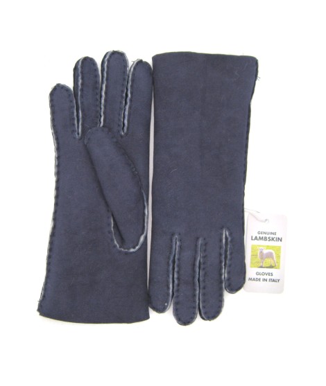 Sermoneta Gloves Guanto Montone cucito a mano Navy Grandi sconti