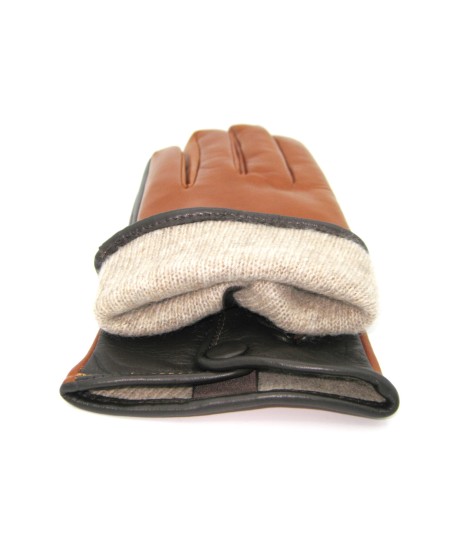 Sermoneta Gloves Guanto in Nappa fodera cashmere Touch screen Tan/Moro Liquidazione