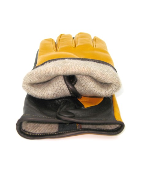 Sermoneta Gloves Guanto in Nappa fodera cashmere Touch screen Giallo Ocra/Moro Comprane uno, ottenene uno gratis