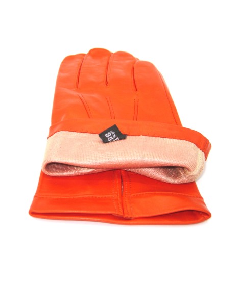 Sermoneta Gloves Guanto in Nappa foderato seta Arancio Offerte speciali
