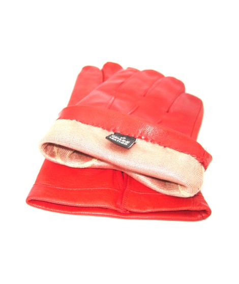 Sermoneta Gloves Guanto in Nappa foderato seta Rosso Ritorno libero