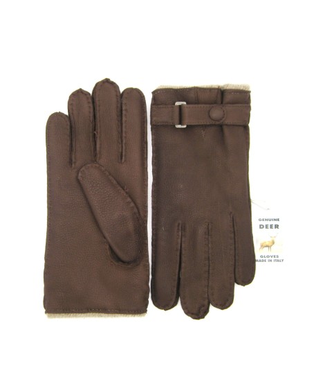 Sermoneta Gloves Guanto in Cervo fod. cashmere con cinturino Cork Sostegno trimestrale