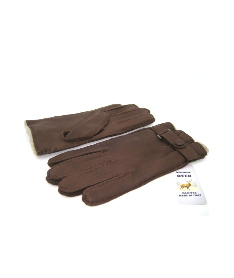 Sermoneta Gloves Guanto in Cervo fod. cashmere con cinturino Cork Sostegno trimestrale
