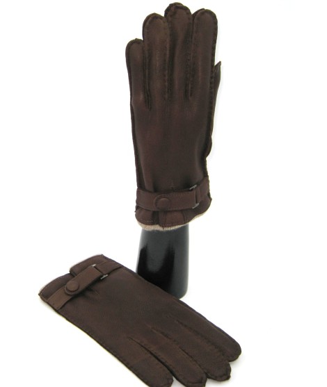 Sermoneta Gloves Guanto in Cervo fod. cashmere con cinturino Cork Sostegno trimestrale