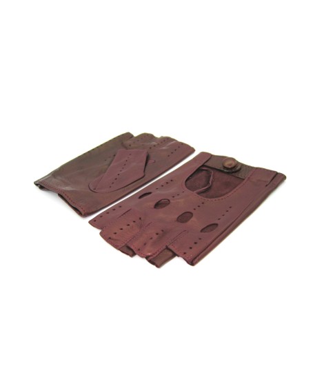 Sermoneta Gloves Guanto Guida in Nappa mezze dita Bordeaux Officina