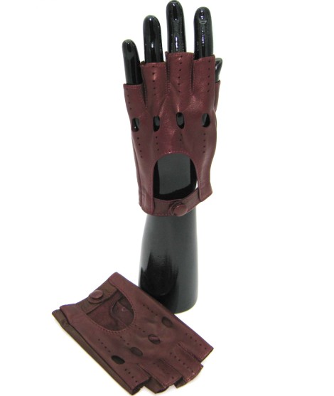 Sermoneta Gloves Guanto Guida in Nappa mezze dita Bordeaux Officina