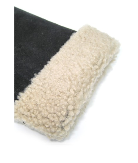 Sermoneta Gloves Guanto Montone cucito a mano Nero Sottocosto