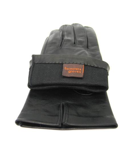 Sermoneta Gloves Guanto Nappa fodera seta Nero Saldi Di Fabbrica