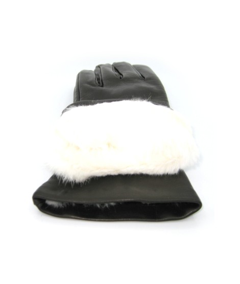 Sermoneta Gloves Guanto Nappa foderato Lapin Nero Negozio