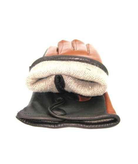 Sermoneta Gloves Guanto Nappa fodera cashmere Touch Screen Tan/Moro In Saldo