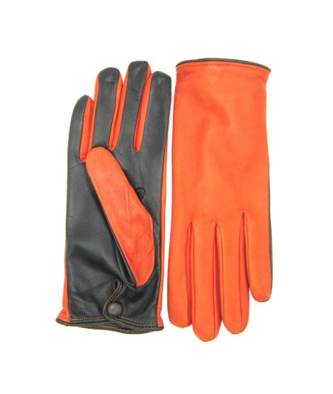 Sermoneta Gloves Guanto Nappa fodera cashmere Touch Screen Arancio/Moro Moda