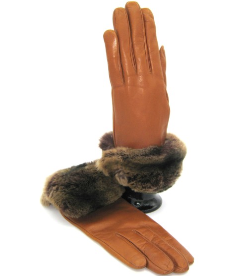 Sermoneta Gloves Guanto Nappa con risvolto Rex fodera cashmere. Tan Cyber Monday