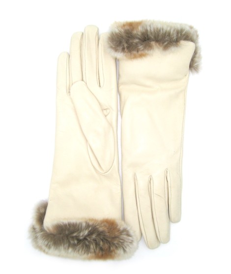 Sermoneta Gloves Guanto Nappa con risvolto Rex fodera cashmere. Panna Offerta Anniversario