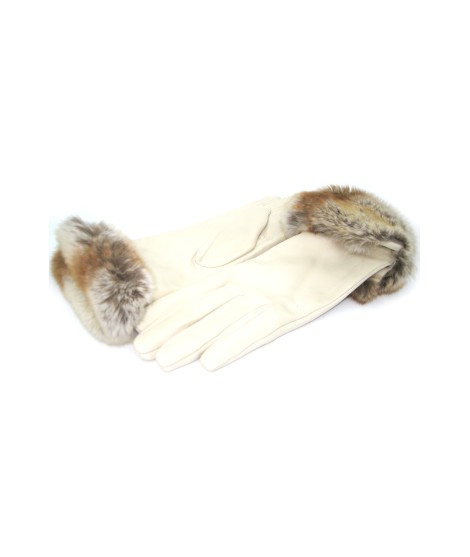 Sermoneta Gloves Guanto Nappa con risvolto Rex fodera cashmere. Panna Offerta Anniversario