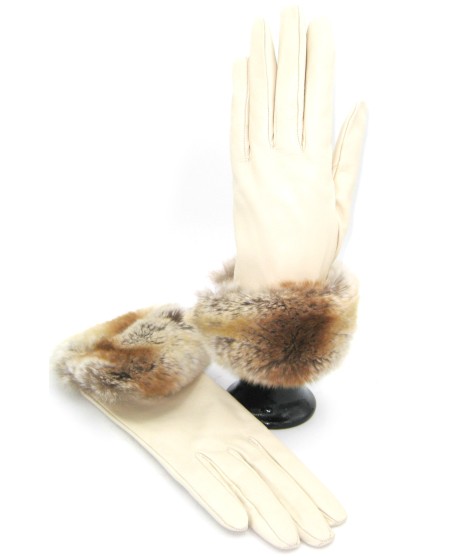 Sermoneta Gloves Guanto Nappa con risvolto Rex fodera cashmere. Panna Offerta Anniversario