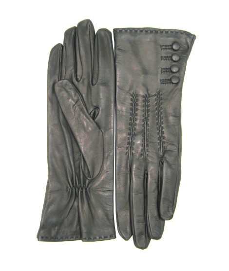 Sermoneta Gloves Guanto Nappa 4bt con bottoncini fod.seta Nero Offerta migliore