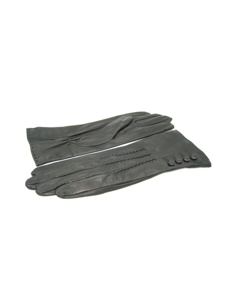 Sermoneta Gloves Guanto Nappa 4bt con bottoncini fod.seta Nero Offerta migliore