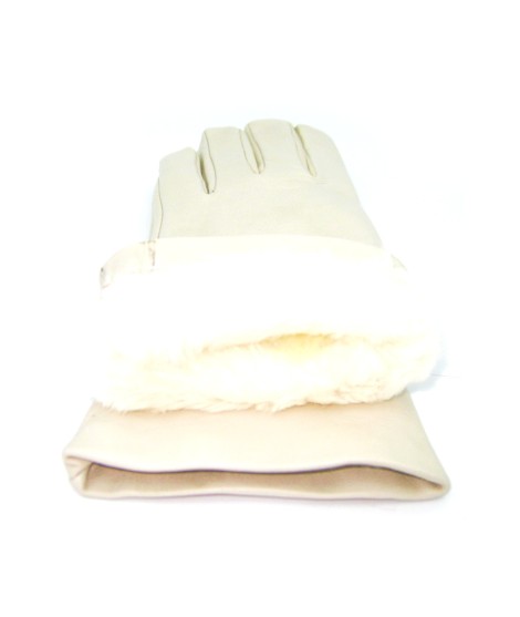 Sermoneta Gloves Guanto Nappa foderato Lapin Panna Latest fashion