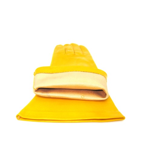 Sermoneta Gloves Guanto Nappa 4BT foderato seta Giallo Ocra Bestseller