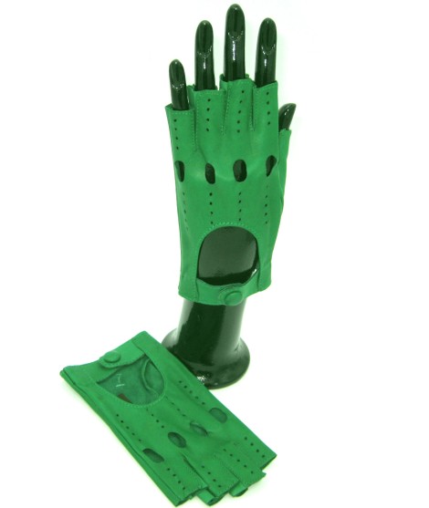 Sermoneta Gloves Guanto Guida in Nappa sfoderato 1/2 dita Verde Smeraldo Prezzo basso