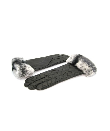 Sermoneta Gloves Guanto in Nappa intrecciato con bordo Rex Nero Super Saving Price