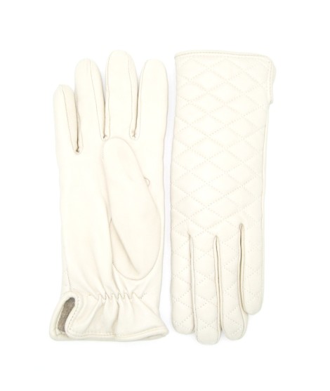 Sermoneta Gloves Guanto trapuntato 2bt fodera cashmere Panna Rilascio limitato