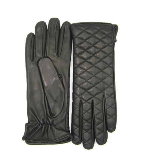 Sermoneta Gloves Guanto in Nappa trapuntato 2bt fodera cashmere Nero Officina