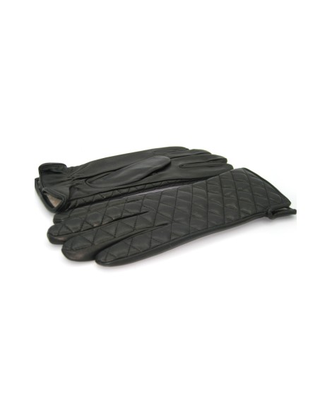 Sermoneta Gloves Guanto in Nappa trapuntato 2bt fodera cashmere Nero Officina