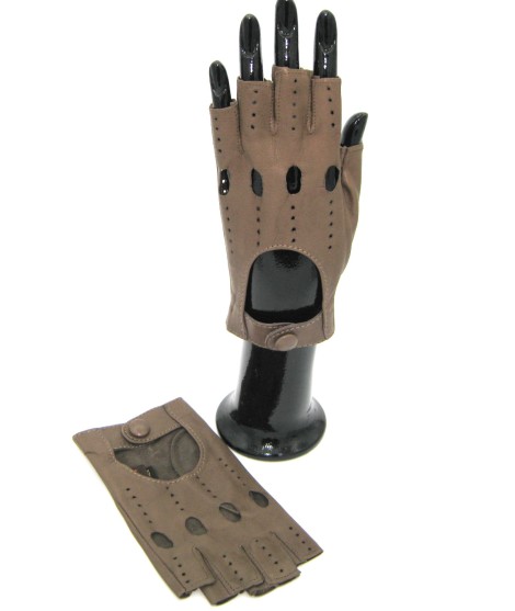 Sermoneta Gloves Guanto Guida in Nappa sfoderato 1/2 dita Fango Italia