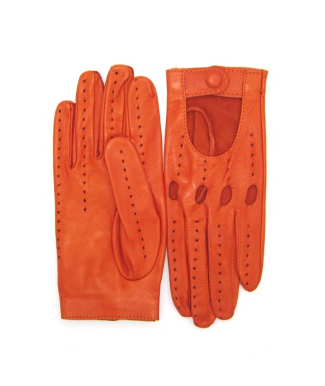 Sermoneta Gloves Guanto Guida in Nappa sfoderato dita intere Arancio scuro Nuovo