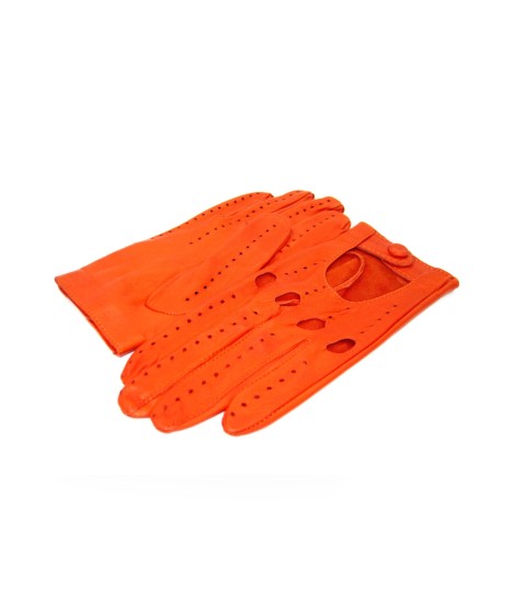 Sermoneta Gloves Guanto Guida in Nappa sfoderato dita intere Arancio scuro Nuovo