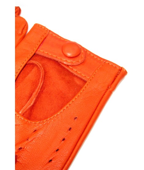 Sermoneta Gloves Guanto Guida in Nappa sfoderato dita intere Arancio scuro Nuovo