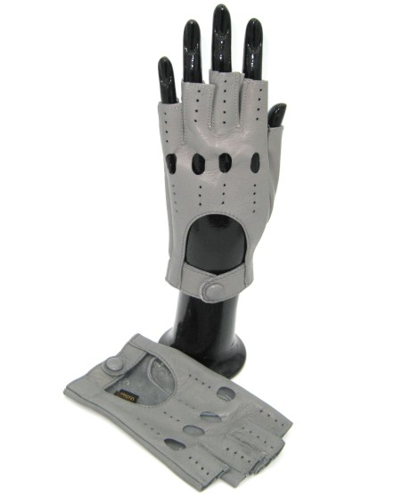 Sermoneta Gloves Guanto Guida in Nappa sfoderato 1/2 dita Grigio Perla Soddisfazione Garantita
