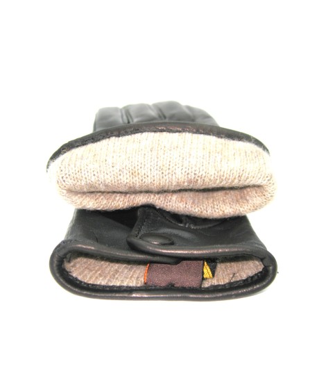 Sermoneta Gloves Guanti in Nappa fod. cashmere con bottone Touch Screen Nero Convenienza