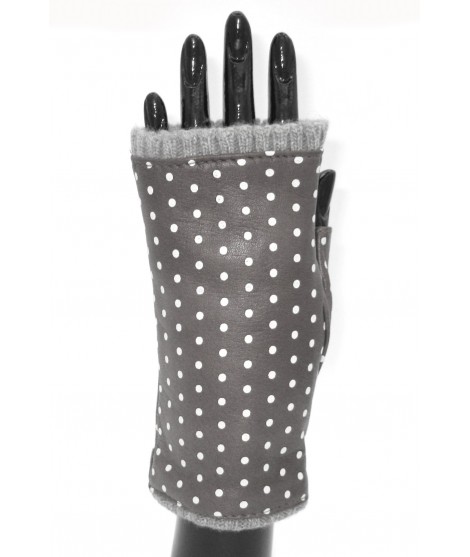 Sermoneta Gloves Guanto manicotto in Nappa stampa pois foderato cashmere Nero In Vendita