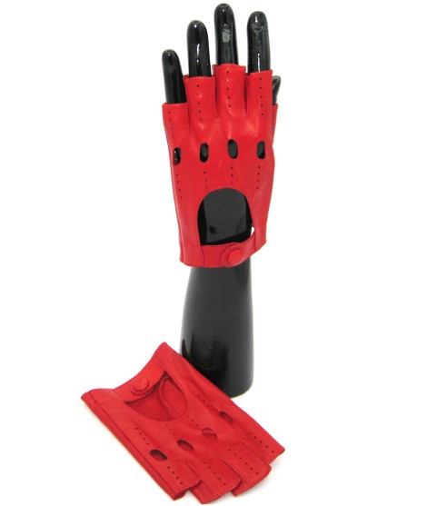 Sermoneta Gloves Guanto in Nappa da Guida mezze dita Rosso Offerta Pasqua
