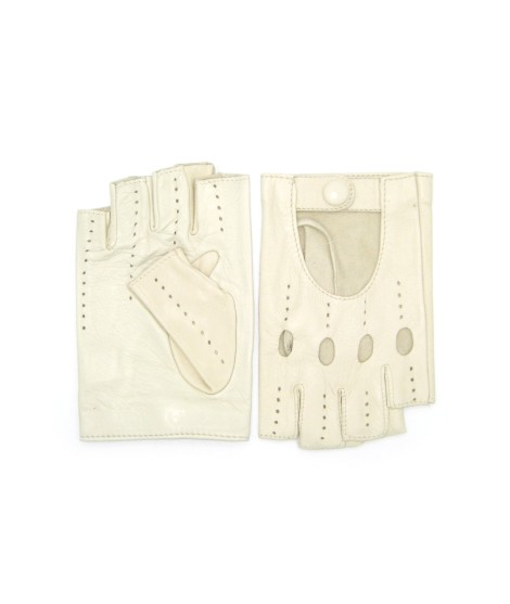 Sermoneta Gloves Guanto Nappa da guida mezze dita Panna Offerta per la Festa della Mamma
