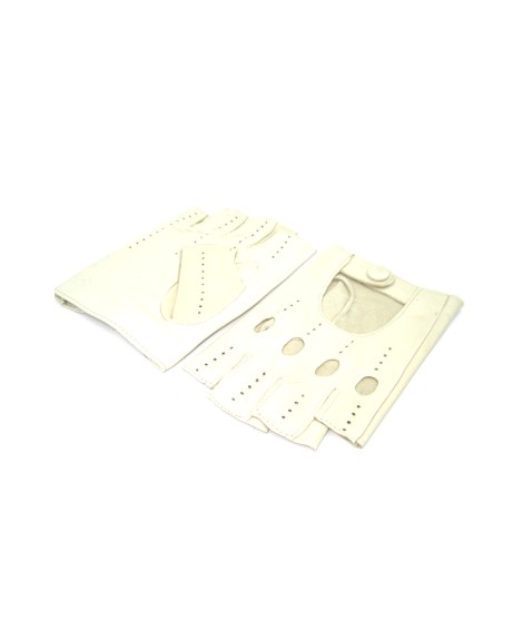 Sermoneta Gloves Guanto Nappa da guida mezze dita Panna Offerta per la Festa della Mamma